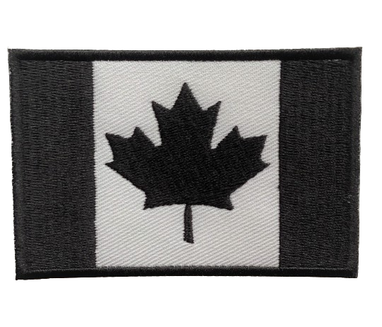 black canadian flag velcro patch