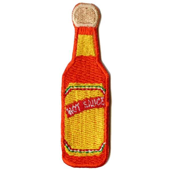 Custom Patches Hot Sauce With Wooden Cap Orange Bottle Patch